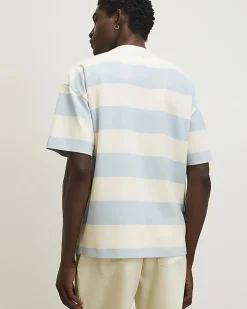 Blue Oversized Fit Stripe Midweight T-Shirt