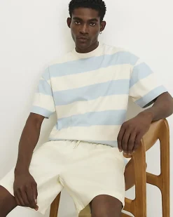 Blue Oversized Fit Stripe Midweight T-Shirt