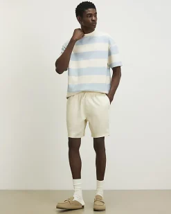 Blue Oversized Fit Stripe Midweight T-Shirt