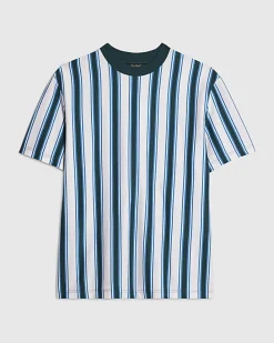Blue Oversized Fit Vertical Stripe T-Shirt