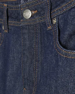 Blue Panelled Denim Midi Skirt