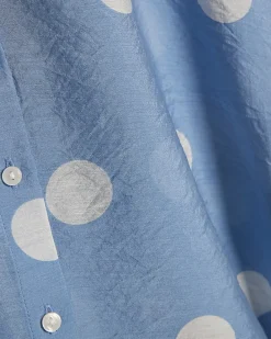 Blue Polka Dot Print Long Sleeve Shirt