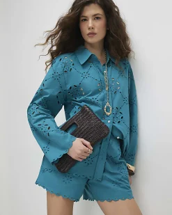 Blue Poplin Broderie Shirt