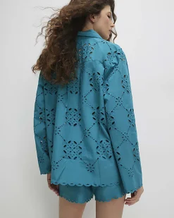 Blue Poplin Broderie Shirt