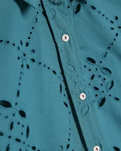 Blue Poplin Broderie Shirt
