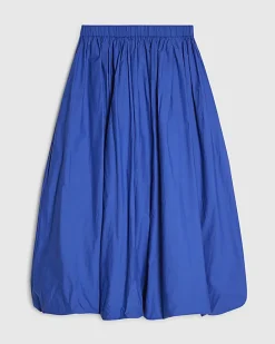 Blue Poplin Bubble Hem Skirt