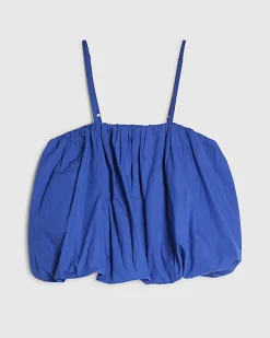 Blue Poplin Bubble Top