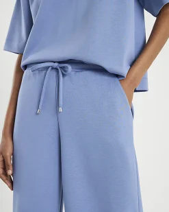 Blue Premium Drawstring Wide Leg Joggers