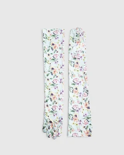 Blue Premium Long Floral Gloves