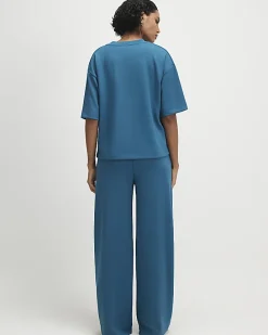 Blue Premium Wide Leg Joggers