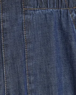 Blue Pull On Wide Leg Jeans