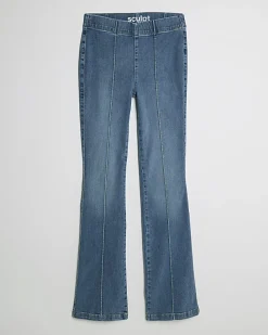 Blue Pull-On Elasticated Sculpt Flared Jeans