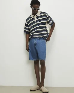 Blue Regular Fit Denim Shorts