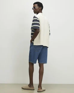 Blue Regular Fit Denim Shorts