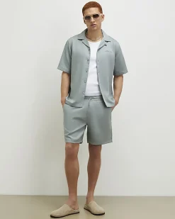 Blue Regular Fit Embroidered Script Shirt