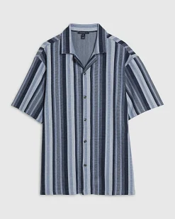 Blue Regular Fit Geometric Print Shirt