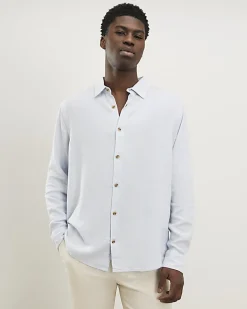 Blue Regular Fit Linen Blend Shirt