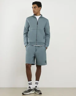 Blue Regular Fit Nylon Funnel Sweatshirt