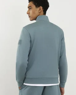 Blue Regular Fit Nylon Funnel Sweatshirt