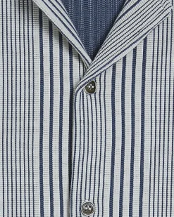 Blue Regular Fit Short Sleeve Stripe Shirt