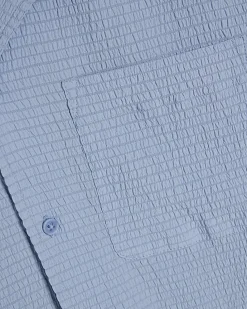 Blue Regular Fit Textured Short Sleeve Shirt