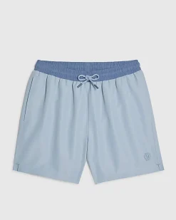 Blue Regular Length Colour Block Swim Shorts