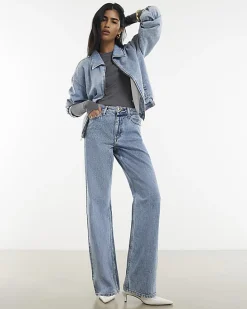 Blue Relaxed Straight Jeans