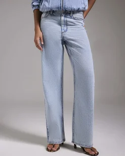 Blue Relaxed Straight Leg Jeans