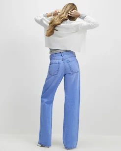 Blue Relaxed Straight Leg Jeans