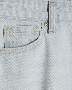 Blue relaxed straight ripped jeans