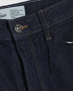 Blue Relaxed Straight Turn Up Cuff Jeans