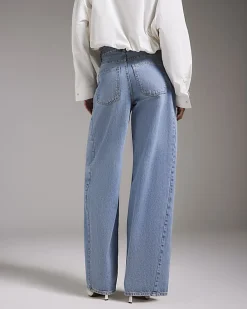 Blue Ripped Drawstring Balloon Leg Jeans