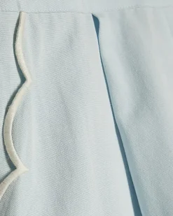 Blue Scallop Trim Wide Leg Trousers