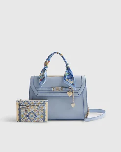 Blue Scarf Charm Tote Bag And Purse Bundle