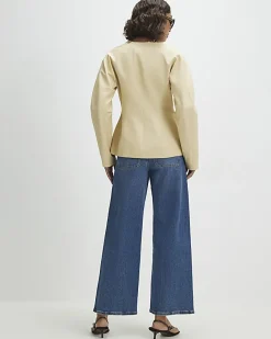 Blue Seam Detail Cropped Jeans