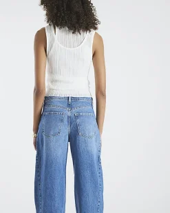 Blue Seamed Barrel Leg Jeans