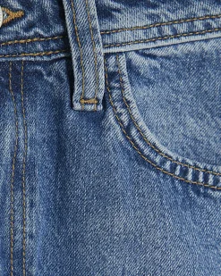 Blue Seamed Barrel Leg Jeans