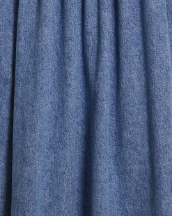 Blue Seamed Midi Denim Swing Dress