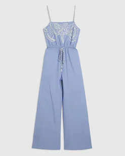 Blue Shell Embroidered Jumpsuit