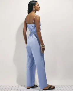 Blue Shell Embroidered Jumpsuit