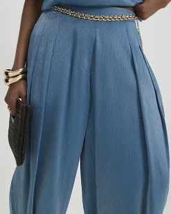 Blue Shimmer Balloon Leg Trousers