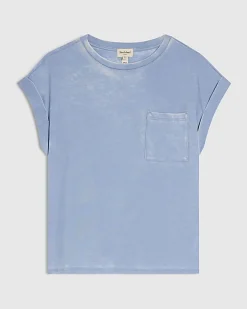 Blue Short Sleeve Burnout Pocket T-shirt