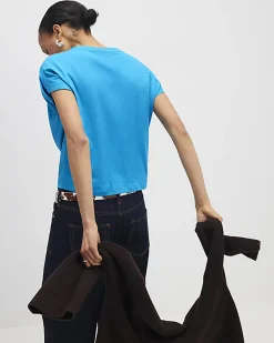 Blue Short Sleeve Twist Front T-shirt
