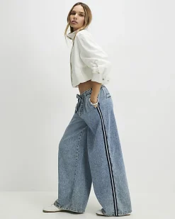Blue Side Stripe Sporty Jogger Jeans