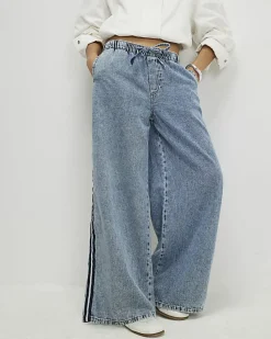 Blue Side Stripe Sporty Jogger Jeans