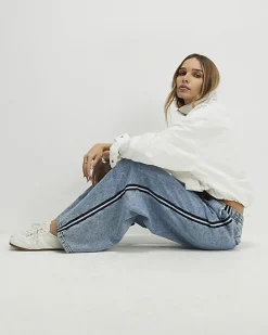 Blue Side Stripe Sporty Jogger Jeans
