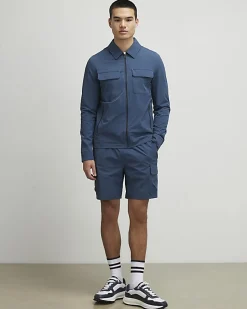Blue Skinny Fit Stretch Cargo Shorts