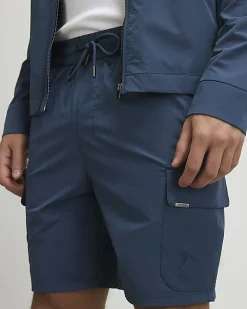 Blue Skinny Fit Stretch Cargo Shorts