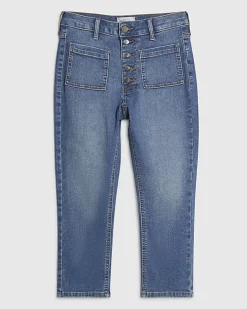 Blue Skinny Pocket Front Capri Jeans