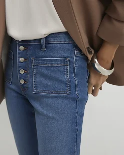 Blue Skinny Pocket Front Capri Jeans